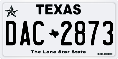 TX license plate DAC2873