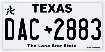 TX license plate DAC2883