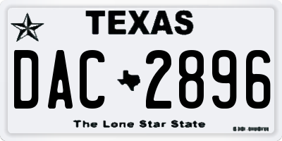 TX license plate DAC2896