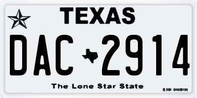TX license plate DAC2914