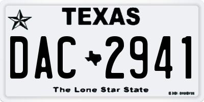 TX license plate DAC2941
