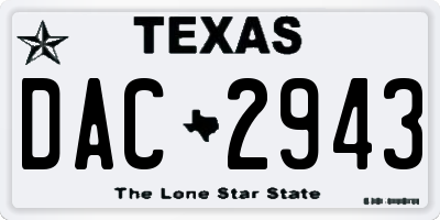TX license plate DAC2943