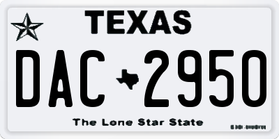 TX license plate DAC2950