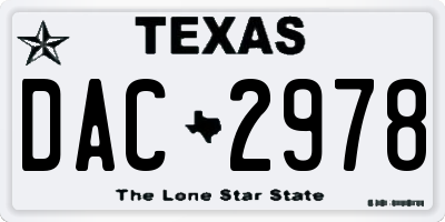 TX license plate DAC2978
