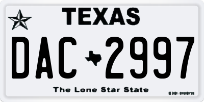 TX license plate DAC2997