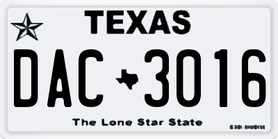 TX license plate DAC3016
