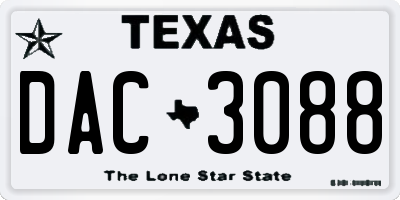 TX license plate DAC3088
