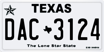 TX license plate DAC3124