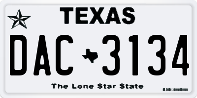 TX license plate DAC3134
