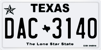 TX license plate DAC3140