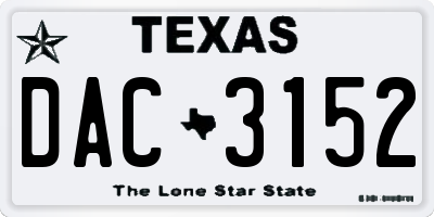 TX license plate DAC3152