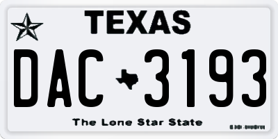 TX license plate DAC3193