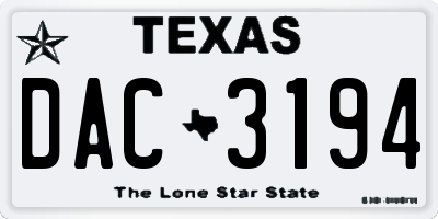 TX license plate DAC3194