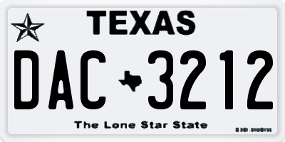 TX license plate DAC3212