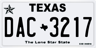 TX license plate DAC3217
