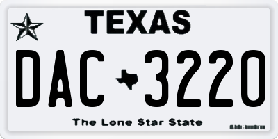 TX license plate DAC3220