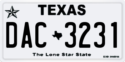 TX license plate DAC3231
