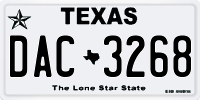 TX license plate DAC3268