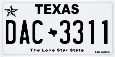TX license plate DAC3311