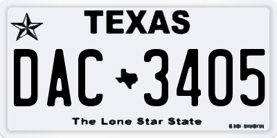 TX license plate DAC3405