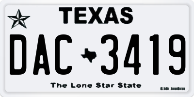 TX license plate DAC3419