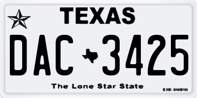 TX license plate DAC3425