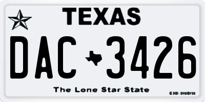 TX license plate DAC3426