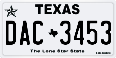 TX license plate DAC3453