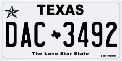 TX license plate DAC3492