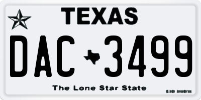 TX license plate DAC3499