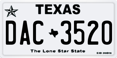 TX license plate DAC3520