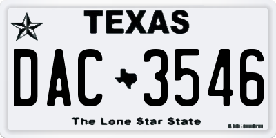 TX license plate DAC3546