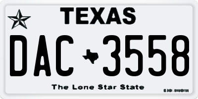 TX license plate DAC3558
