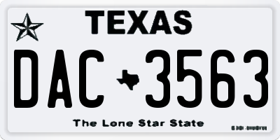 TX license plate DAC3563