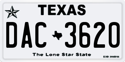 TX license plate DAC3620