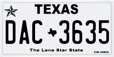 TX license plate DAC3635
