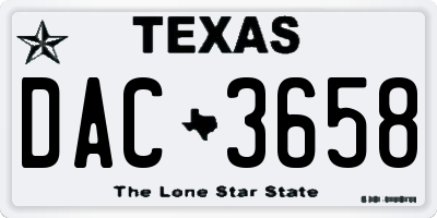 TX license plate DAC3658
