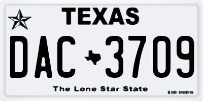 TX license plate DAC3709