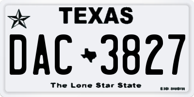 TX license plate DAC3827