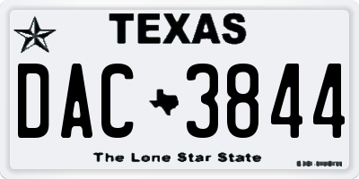 TX license plate DAC3844