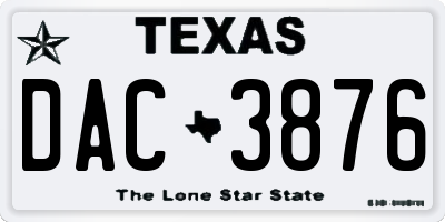 TX license plate DAC3876