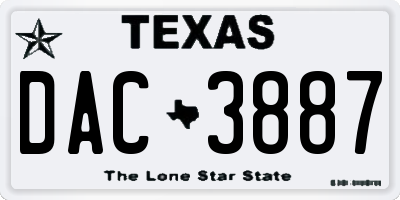 TX license plate DAC3887