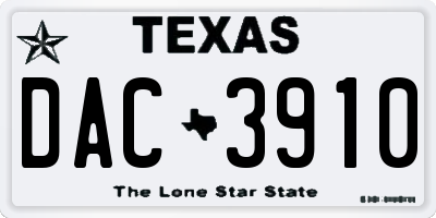 TX license plate DAC3910