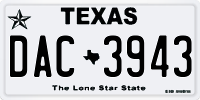 TX license plate DAC3943