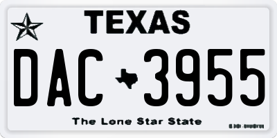 TX license plate DAC3955