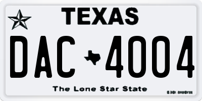 TX license plate DAC4004