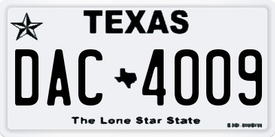 TX license plate DAC4009