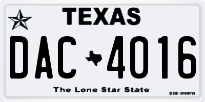 TX license plate DAC4016