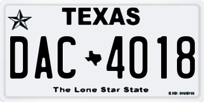 TX license plate DAC4018