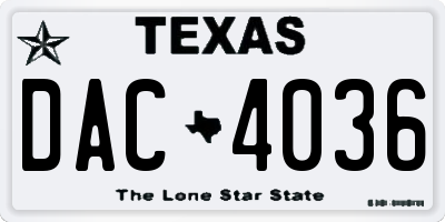 TX license plate DAC4036
